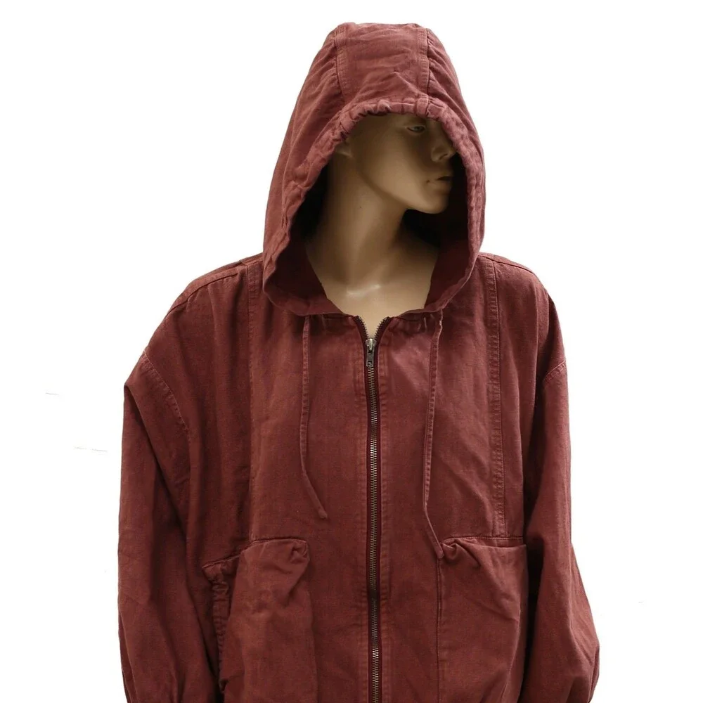 Free People Donny Anorak Utility Hoodie Jacket Top Oversized Zip-Up L 287760